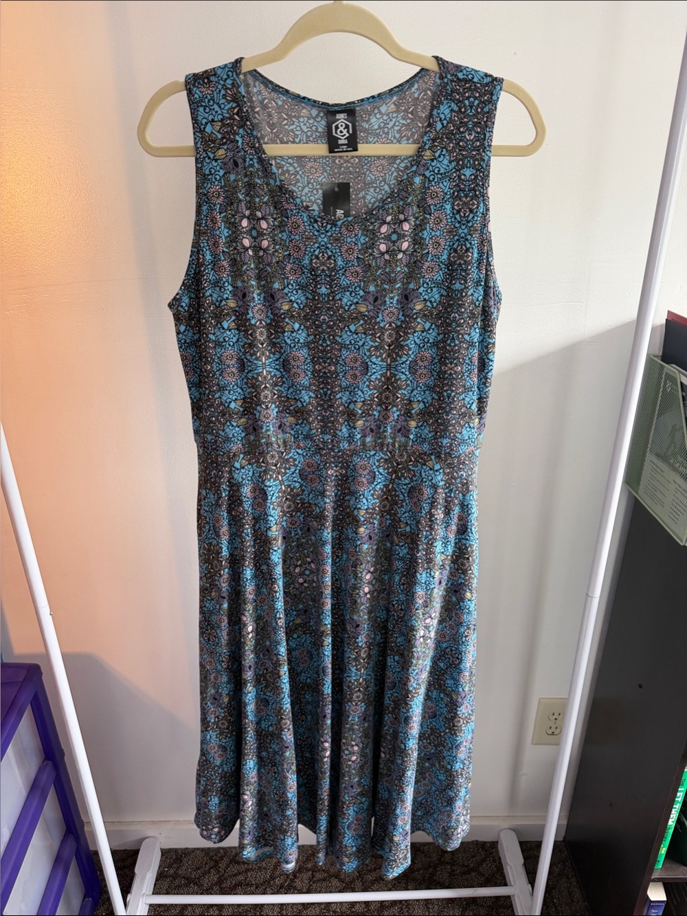 Agnes & Dora Blue Floral Sleeveless Midi Dress